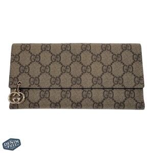 Gucci GG Charm Tan/Brown Supreme Signature Long Continental Long Wallet